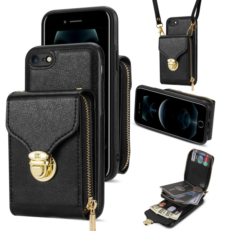 Custodia per telefono a portafoglio con scheda hardware con cerniera, For iPhone SE 2022 / SE 2020 / 8 / 7, For iPhone 8 Plus / 7 Plus, For iPhone 6s Plus / 6 Plus, For iPhone 6s / 6