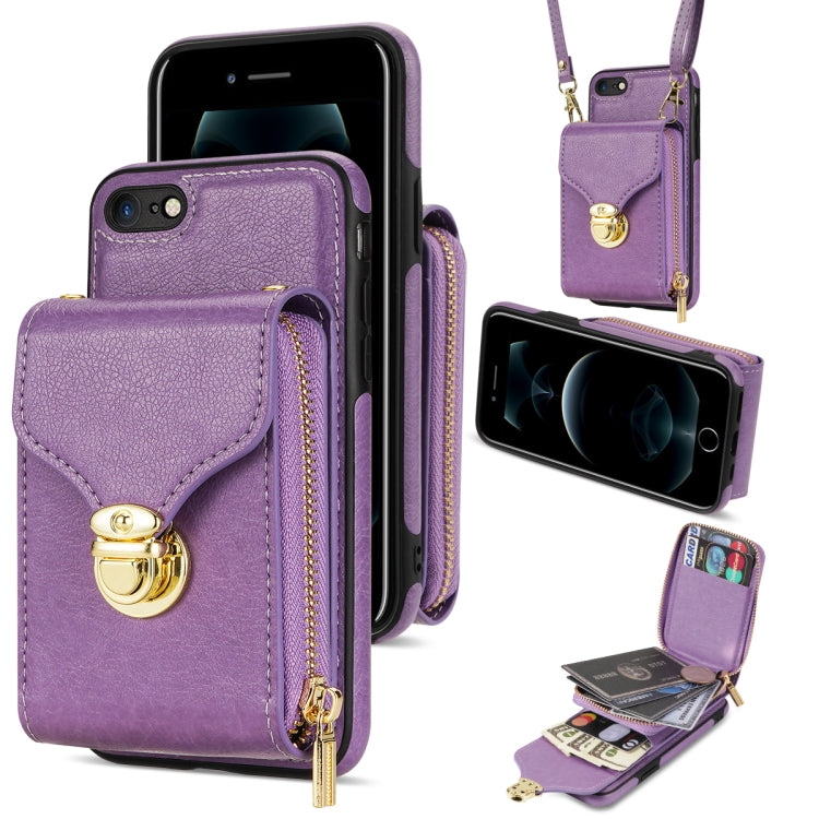 Custodia per telefono a portafoglio con scheda hardware con cerniera, For iPhone SE 2022 / SE 2020 / 8 / 7, For iPhone 8 Plus / 7 Plus, For iPhone 6s Plus / 6 Plus, For iPhone 6s / 6