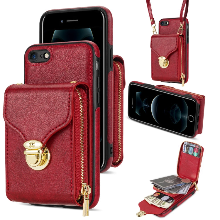 Custodia per telefono a portafoglio con scheda hardware con cerniera, For iPhone SE 2022 / SE 2020 / 8 / 7, For iPhone 8 Plus / 7 Plus, For iPhone 6s Plus / 6 Plus, For iPhone 6s / 6