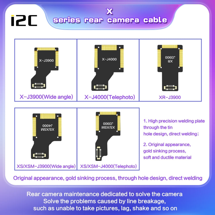 i2C Ultra Wide Angle Rear Camera Cable, For iPhone 11 J7400, For iPhone 11 Pro / 11 Pro Max J7400, For iPhone 12 Mini J10400, For iPhone 12 J10400, For iPhone 12 Pro, For iPhone 12 Pro Max