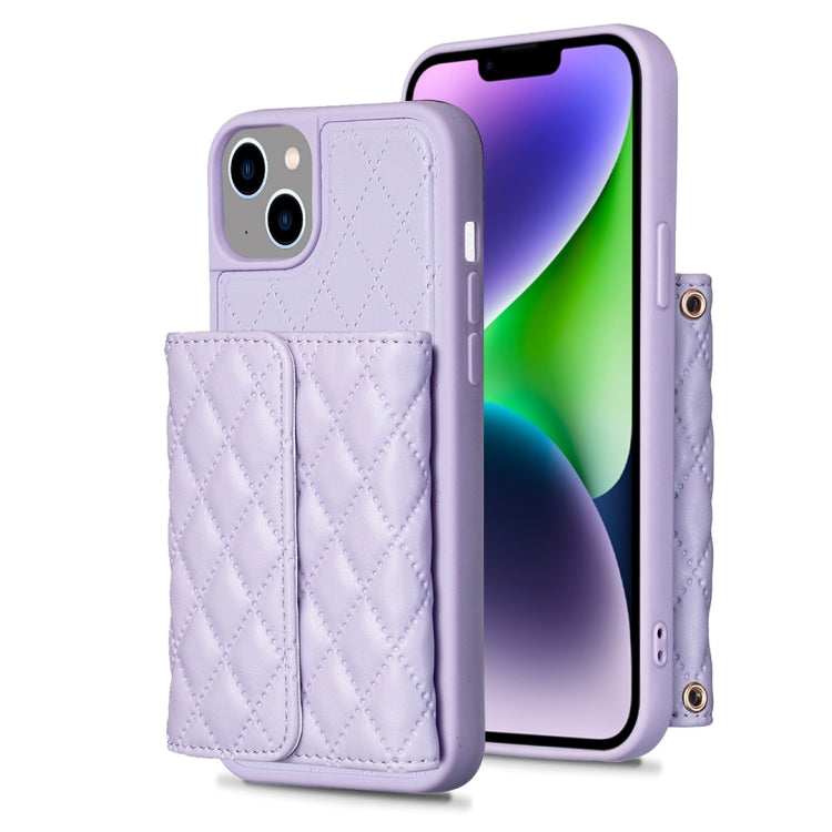 Custodia per telefono in pelle rombica a portafoglio orizzontale, For iPhone 14, For iPhone 14 Plus, For iPhone 14 Pro, For iPhone 14 Pro Max