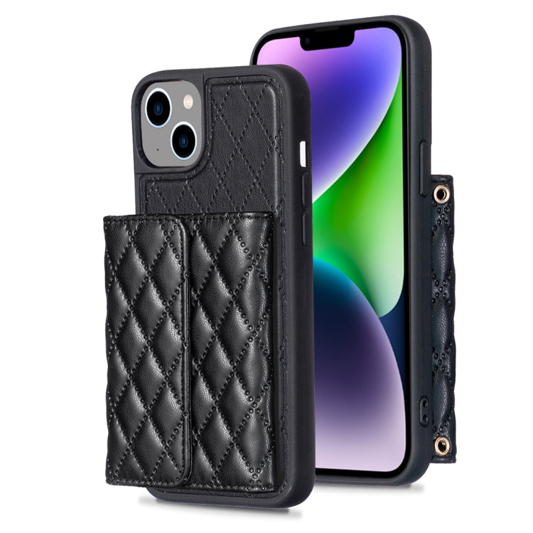 Custodia per telefono in pelle rombica a portafoglio orizzontale, For iPhone 14, For iPhone 14 Plus, For iPhone 14 Pro, For iPhone 14 Pro Max