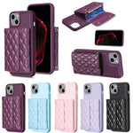 Custodia per telefono in pelle rombica a portafoglio orizzontale, For iPhone 14, For iPhone 14 Plus, For iPhone 14 Pro, For iPhone 14 Pro Max