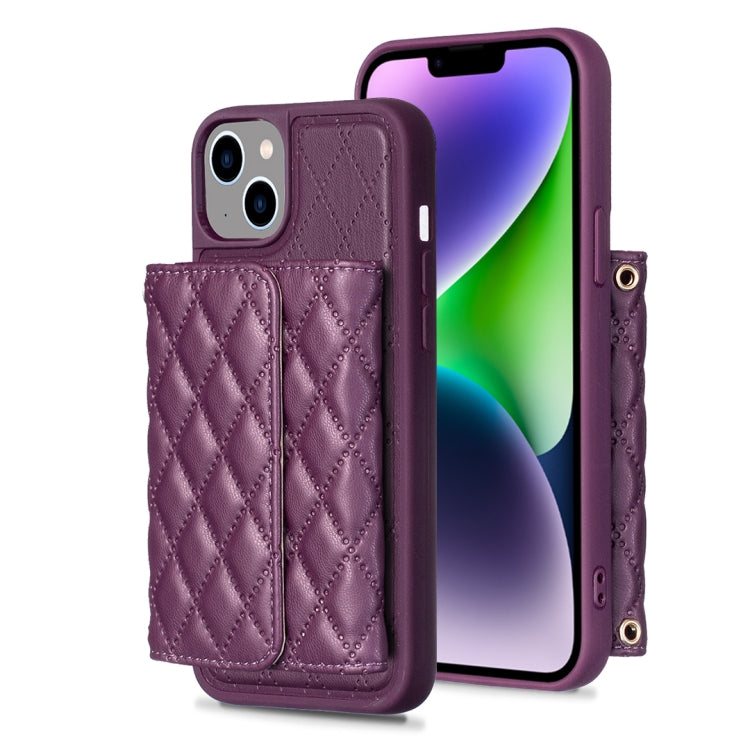Custodia per telefono in pelle rombica a portafoglio orizzontale, For iPhone 14, For iPhone 14 Plus, For iPhone 14 Pro, For iPhone 14 Pro Max