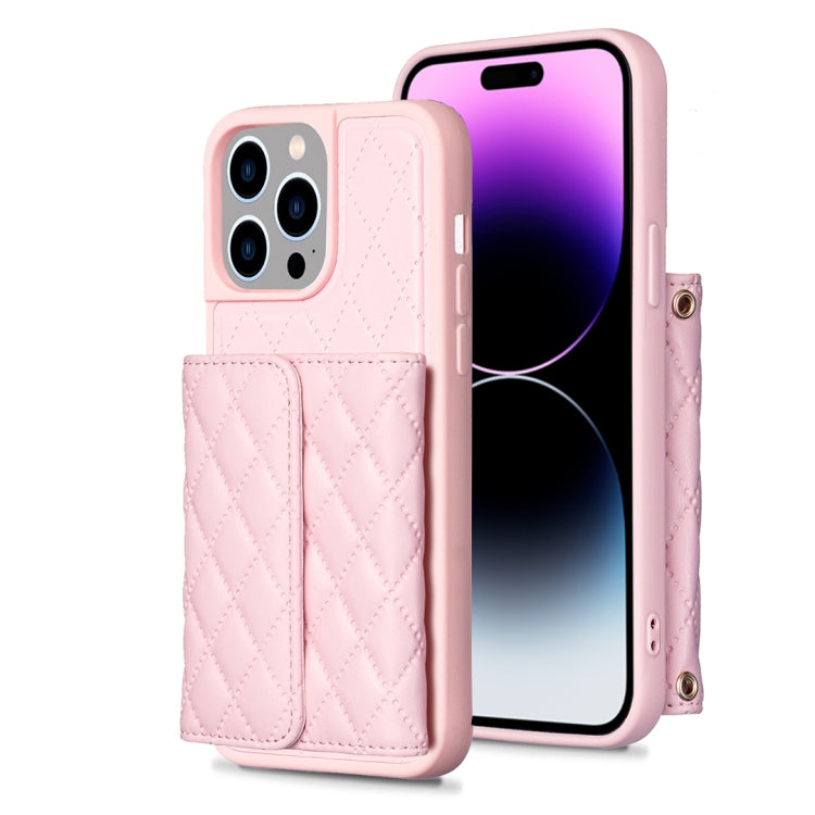 Custodia per telefono in pelle rombica a portafoglio orizzontale, For iPhone 14, For iPhone 14 Plus, For iPhone 14 Pro, For iPhone 14 Pro Max