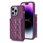 Custodia per telefono in pelle rombica a portafoglio orizzontale, For iPhone 14, For iPhone 14 Plus, For iPhone 14 Pro, For iPhone 14 Pro Max