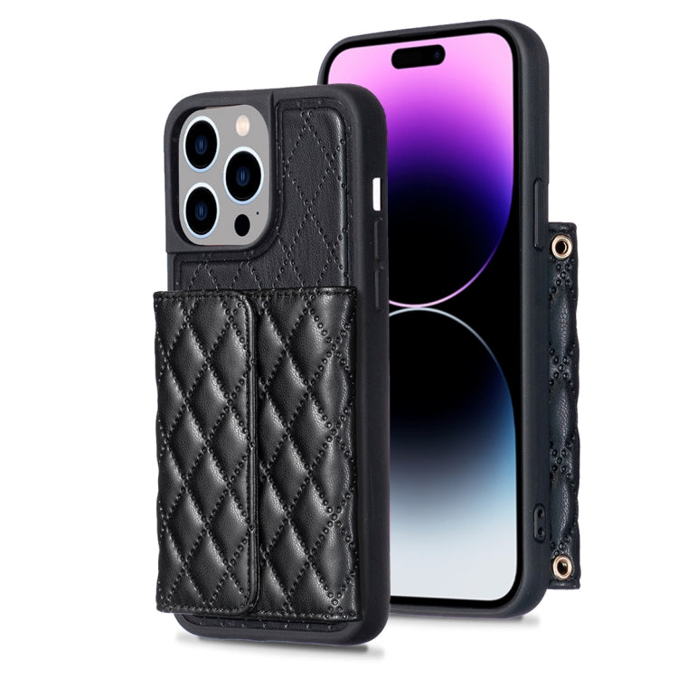 Custodia per telefono in pelle rombica a portafoglio orizzontale, For iPhone 14, For iPhone 14 Plus, For iPhone 14 Pro, For iPhone 14 Pro Max