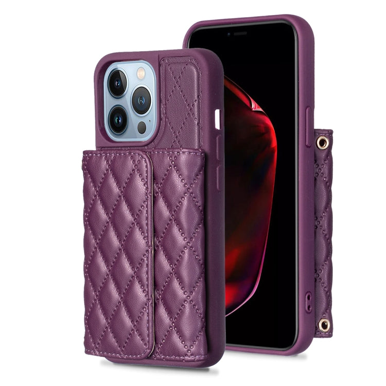 Custodia per telefono in pelle rombica a portafoglio orizzontale, For iPhone 13, For iPhone 13 Pro, For iPhone 13 Pro Max, For iPhone 12 / 12 Pro