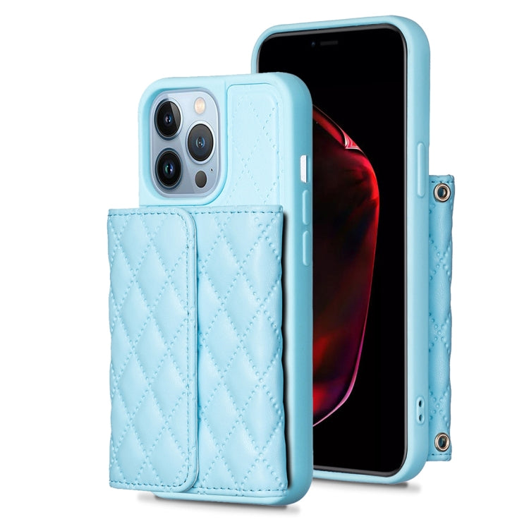 Custodia per telefono in pelle rombica a portafoglio orizzontale, For iPhone 13, For iPhone 13 Pro, For iPhone 13 Pro Max, For iPhone 12 / 12 Pro
