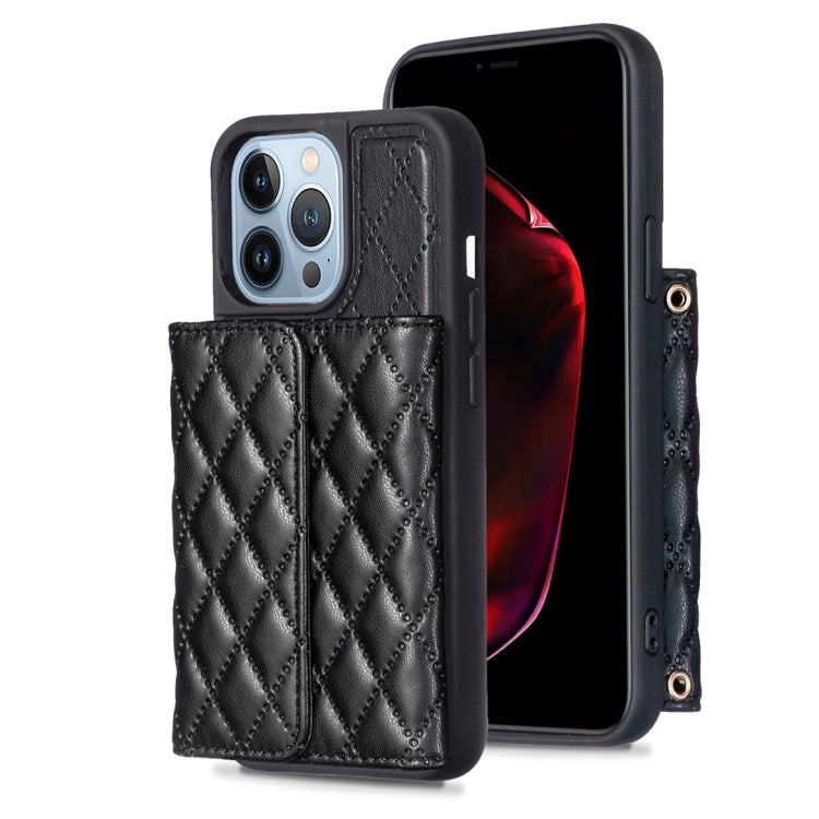 Custodia per telefono in pelle rombica a portafoglio orizzontale, For iPhone 13, For iPhone 13 Pro, For iPhone 13 Pro Max, For iPhone 12 / 12 Pro