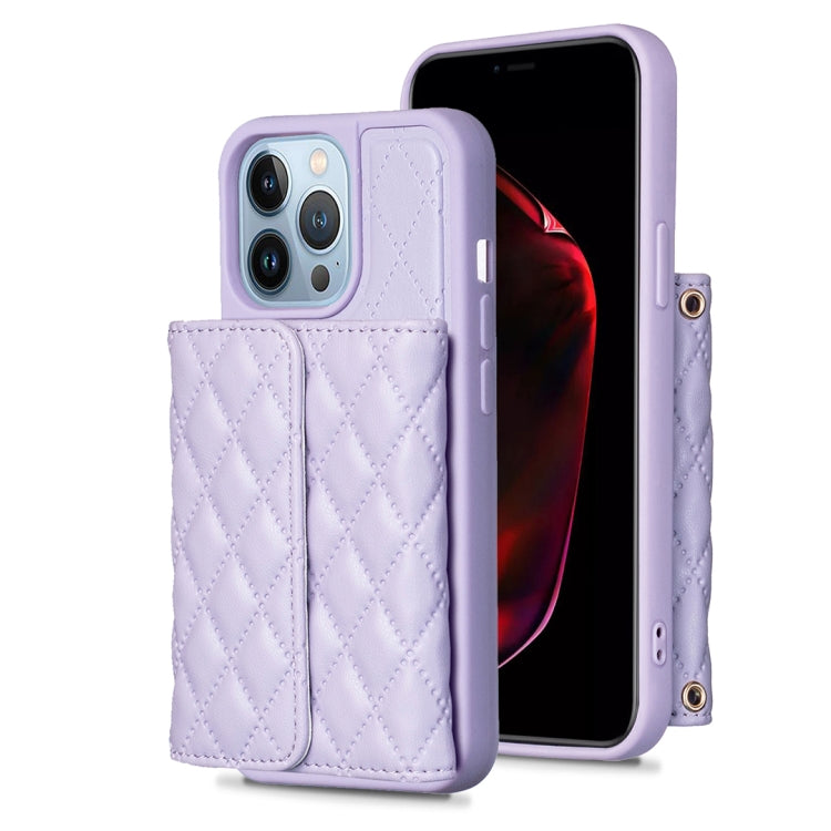 Custodia per telefono in pelle rombica a portafoglio orizzontale, For iPhone 13, For iPhone 13 Pro, For iPhone 13 Pro Max, For iPhone 12 / 12 Pro