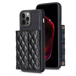 Custodia per telefono in pelle rombica a portafoglio orizzontale, For iPhone 13, For iPhone 13 Pro, For iPhone 13 Pro Max, For iPhone 12 / 12 Pro