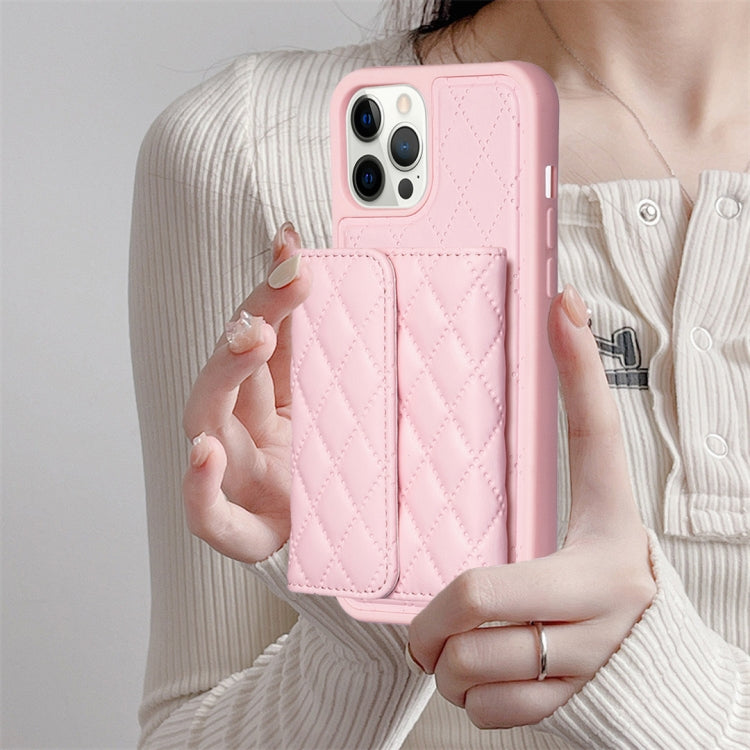 Custodia per telefono in pelle rombica a portafoglio orizzontale, For iPhone 12 Pro Max, For iPhone 11, For iPhone 11 Pro, For iPhone 11 Pro Max