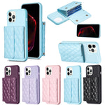 Custodia per telefono in pelle rombica a portafoglio orizzontale, For iPhone 12 Pro Max, For iPhone 11, For iPhone 11 Pro, For iPhone 11 Pro Max