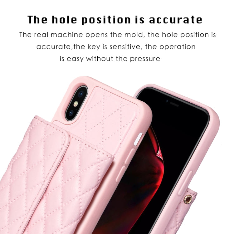 Custodia per telefono in pelle rombica a portafoglio orizzontale, For iPhone X / XS, For iPhone XR, For iPhone XS Max, For iPhone SE 2022 / SE 2020 / 7 / 8