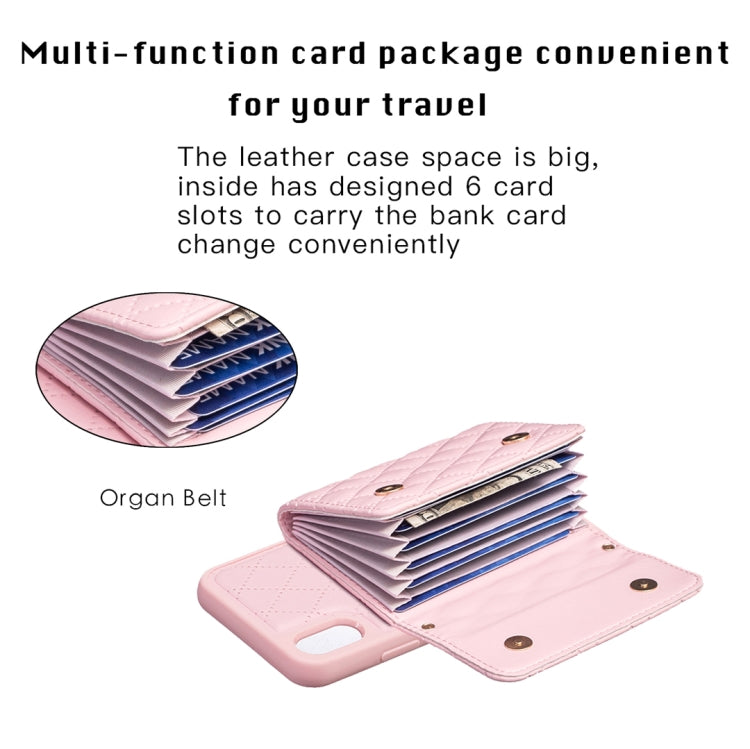 Custodia per telefono in pelle rombica a portafoglio orizzontale, For iPhone X / XS, For iPhone XR, For iPhone XS Max, For iPhone SE 2022 / SE 2020 / 7 / 8