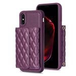 Custodia per telefono in pelle rombica a portafoglio orizzontale, For iPhone X / XS, For iPhone XR, For iPhone XS Max, For iPhone SE 2022 / SE 2020 / 7 / 8
