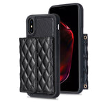 Custodia per telefono in pelle rombica a portafoglio orizzontale, For iPhone X / XS, For iPhone XR, For iPhone XS Max, For iPhone SE 2022 / SE 2020 / 7 / 8