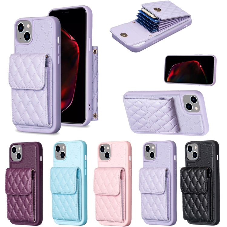 Custodia per telefono in pelle rombica a portafoglio verticale, For iPhone 14, For iPhone 14 Plus, For iPhone 14 Pro, For iPhone 14 Pro Max
