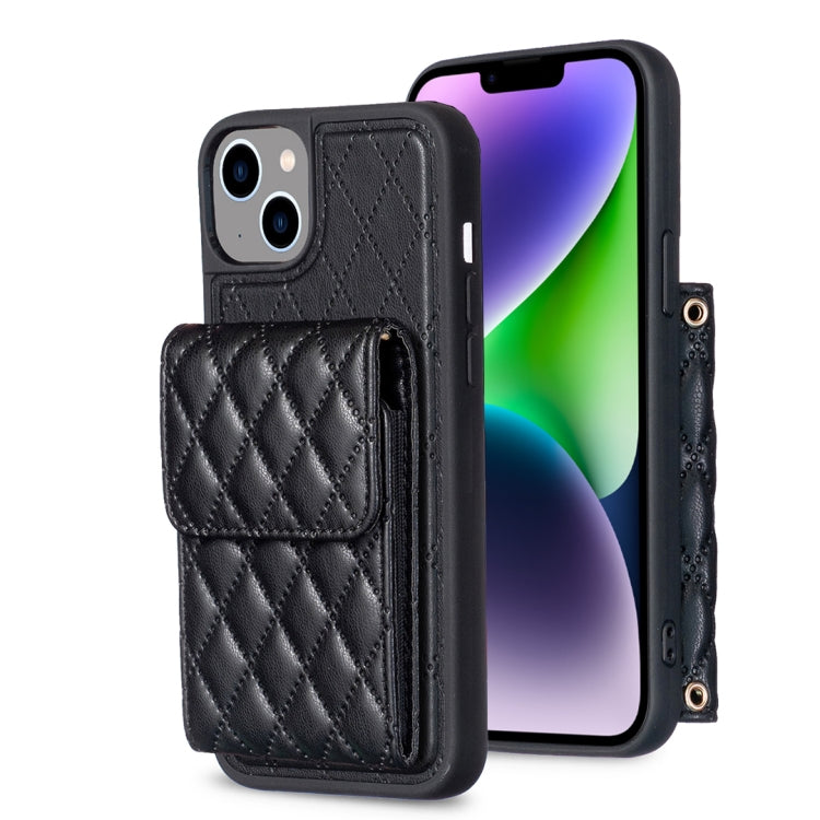 Custodia per telefono in pelle rombica a portafoglio verticale, For iPhone 13, For iPhone 13 Pro, For iPhone 13 Pro Max, For iPhone 12 / 12 Pro