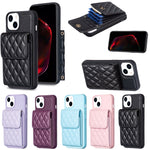 Custodia per telefono in pelle rombica a portafoglio verticale, For iPhone 13, For iPhone 13 Pro, For iPhone 13 Pro Max, For iPhone 12 / 12 Pro