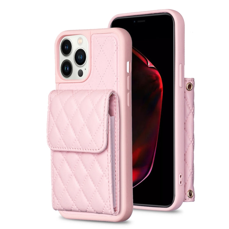 Custodia per telefono in pelle rombica a portafoglio verticale, For iPhone 13, For iPhone 13 Pro, For iPhone 13 Pro Max, For iPhone 12 / 12 Pro