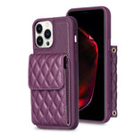 Custodia per telefono in pelle rombica a portafoglio verticale, For iPhone 13, For iPhone 13 Pro, For iPhone 13 Pro Max, For iPhone 12 / 12 Pro