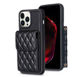 Custodia per telefono in pelle rombica a portafoglio verticale, For iPhone 13, For iPhone 13 Pro, For iPhone 13 Pro Max, For iPhone 12 / 12 Pro