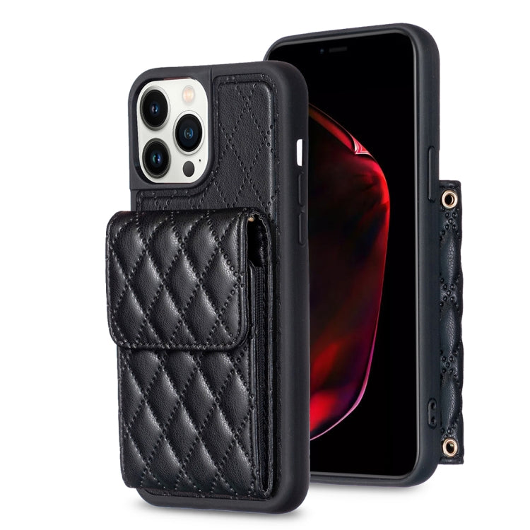 Custodia per telefono in pelle rombica a portafoglio verticale, For iPhone 13, For iPhone 13 Pro, For iPhone 13 Pro Max, For iPhone 12 / 12 Pro