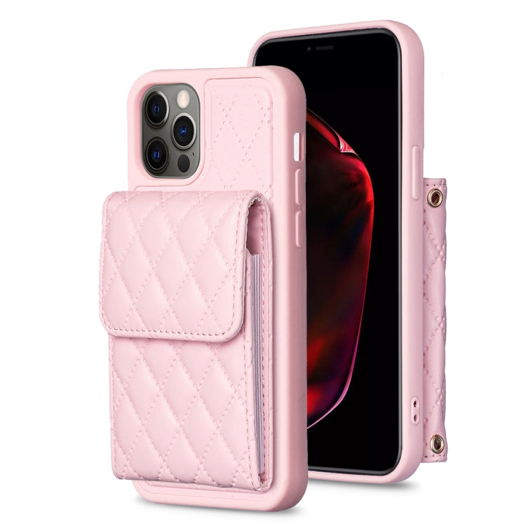Custodia per telefono in pelle rombica a portafoglio verticale, For iPhone 13, For iPhone 13 Pro, For iPhone 13 Pro Max, For iPhone 12 / 12 Pro