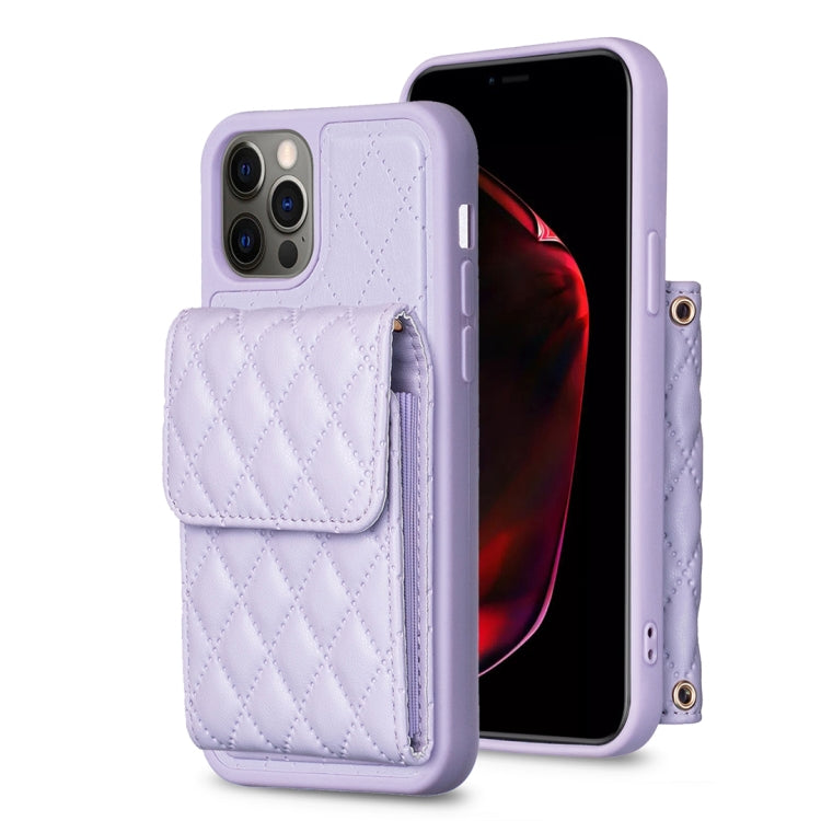 Custodia per telefono in pelle rombica a portafoglio verticale, For iPhone 13, For iPhone 13 Pro, For iPhone 13 Pro Max, For iPhone 12 / 12 Pro
