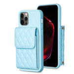 Custodia per telefono in pelle rombica a portafoglio verticale, For iPhone 13, For iPhone 13 Pro, For iPhone 13 Pro Max, For iPhone 12 / 12 Pro