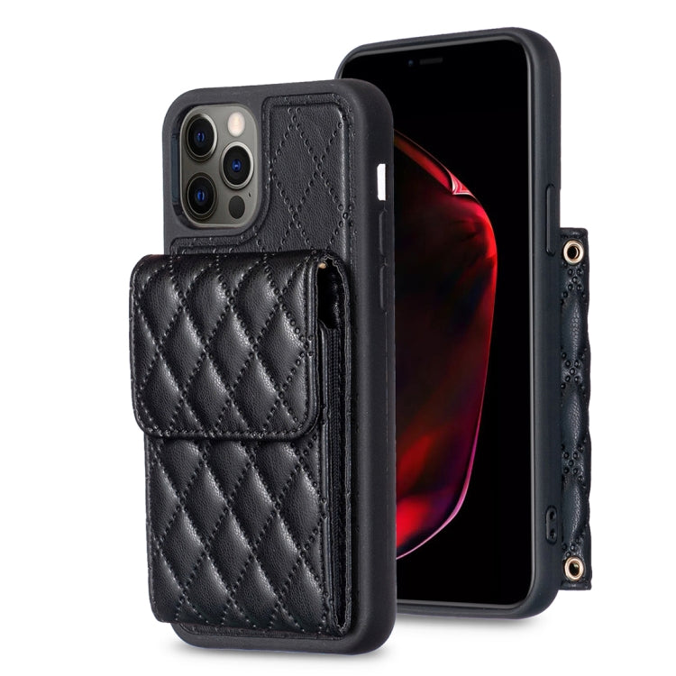 Custodia per telefono in pelle rombica a portafoglio verticale, For iPhone 13, For iPhone 13 Pro, For iPhone 13 Pro Max, For iPhone 12 / 12 Pro