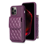 Custodia per telefono in pelle rombica a portafoglio verticale, For iPhone 12 Pro Max, For iPhone 11, For iPhone 11 Pro, For iPhone 11 Pro Max