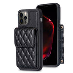 Custodia per telefono in pelle rombica a portafoglio verticale, For iPhone 12 Pro Max, For iPhone 11, For iPhone 11 Pro, For iPhone 11 Pro Max