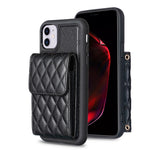 Custodia per telefono in pelle rombica a portafoglio verticale, For iPhone 12 Pro Max, For iPhone 11, For iPhone 11 Pro, For iPhone 11 Pro Max