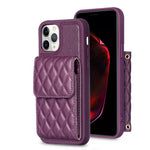 Custodia per telefono in pelle rombica a portafoglio verticale, For iPhone 12 Pro Max, For iPhone 11, For iPhone 11 Pro, For iPhone 11 Pro Max