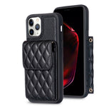 Custodia per telefono in pelle rombica a portafoglio verticale, For iPhone 12 Pro Max, For iPhone 11, For iPhone 11 Pro, For iPhone 11 Pro Max
