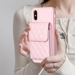 Custodia per telefono in pelle rombica a portafoglio verticale, For iPhone X / XS, For iPhone XR, For iPhone XS Max, For iPhone SE 2022 / SE 2020 / 7 / 8