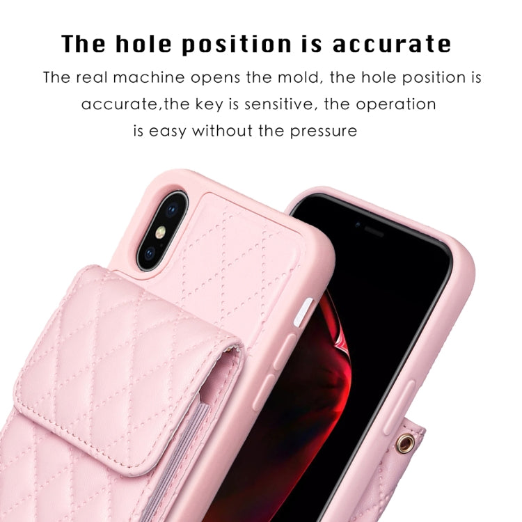 Custodia per telefono in pelle rombica a portafoglio verticale, For iPhone X / XS, For iPhone XR, For iPhone XS Max, For iPhone SE 2022 / SE 2020 / 7 / 8