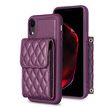 Custodia per telefono in pelle rombica a portafoglio verticale, For iPhone X / XS, For iPhone XR, For iPhone XS Max, For iPhone SE 2022 / SE 2020 / 7 / 8