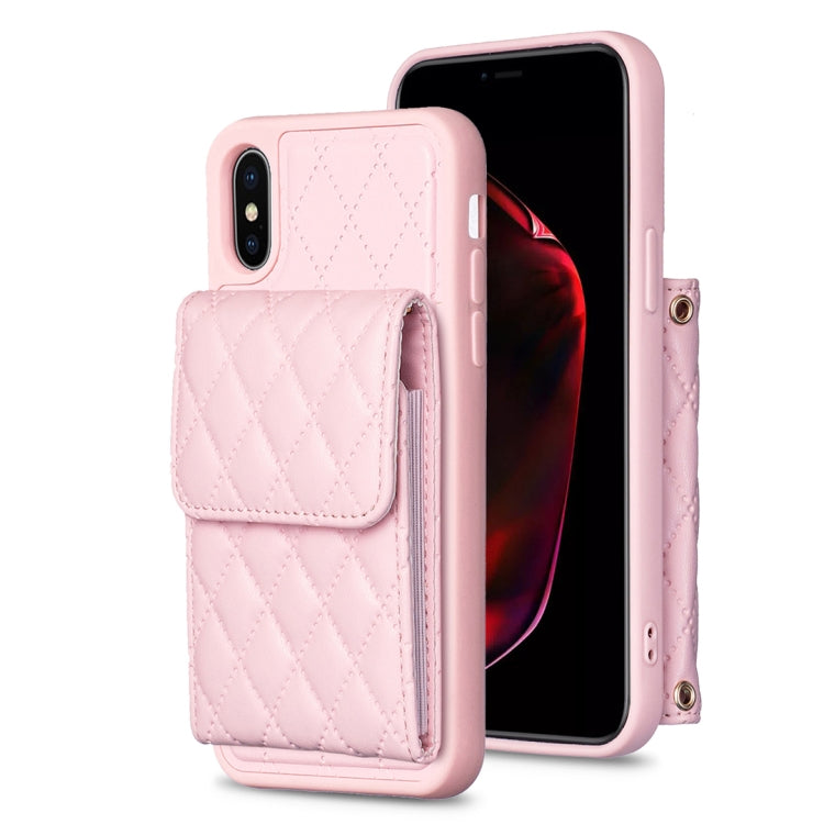 Custodia per telefono in pelle rombica a portafoglio verticale, For iPhone X / XS, For iPhone XR, For iPhone XS Max, For iPhone SE 2022 / SE 2020 / 7 / 8