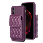 Custodia per telefono in pelle rombica a portafoglio verticale, For iPhone X / XS, For iPhone XR, For iPhone XS Max, For iPhone SE 2022 / SE 2020 / 7 / 8