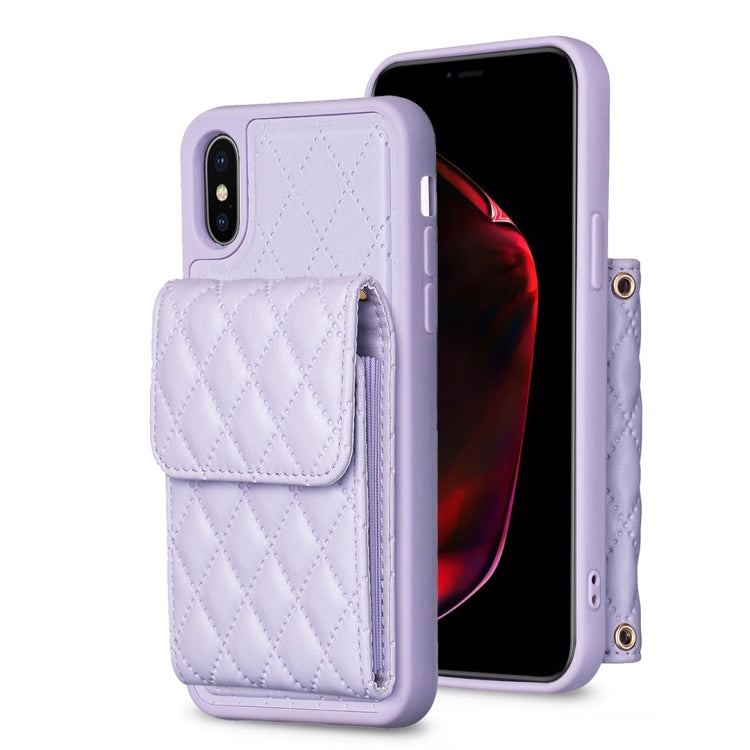 Custodia per telefono in pelle rombica a portafoglio verticale, For iPhone X / XS, For iPhone XR, For iPhone XS Max, For iPhone SE 2022 / SE 2020 / 7 / 8
