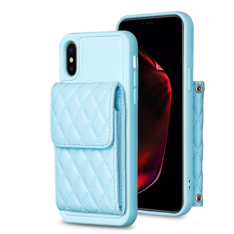 Custodia per telefono in pelle rombica a portafoglio verticale, For iPhone X / XS, For iPhone XR, For iPhone XS Max, For iPhone SE 2022 / SE 2020 / 7 / 8
