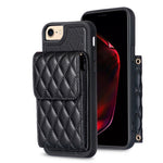 Custodia per telefono in pelle rombica a portafoglio verticale, For iPhone X / XS, For iPhone XR, For iPhone XS Max, For iPhone SE 2022 / SE 2020 / 7 / 8