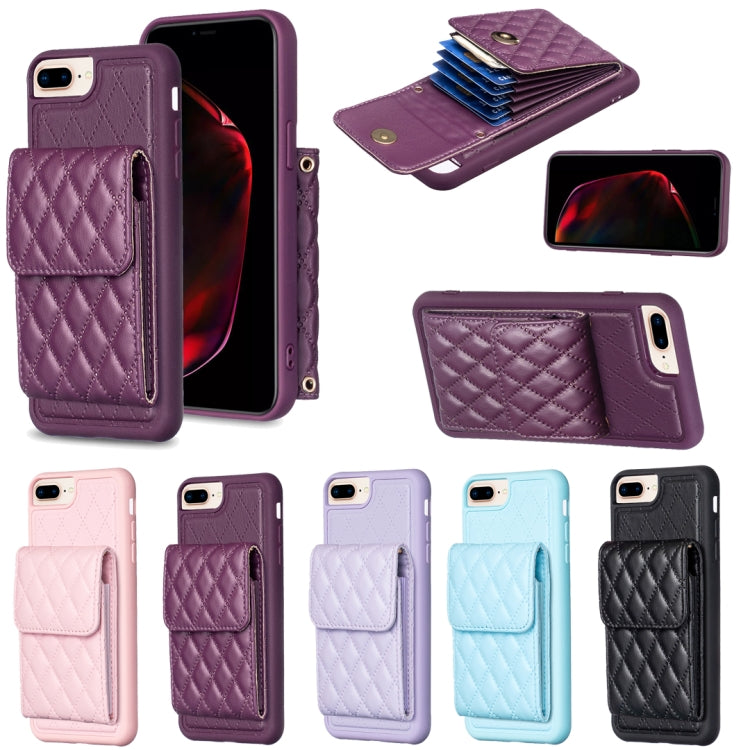 Custodia per telefono in pelle rombica a portafoglio verticale, For iPhone 7 Plus / 8 Plus