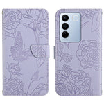 HT03 Cassa del telefono di cuoio di vibrazione impressa farfalla di sensibilità della pelle, For vivo V27, For Samsung Galaxy F14 5G Global, For Xiaomi 13 Ultra