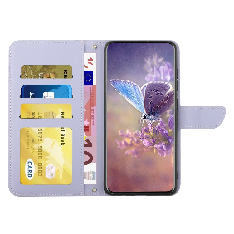 HT03 Cassa del telefono di cuoio di vibrazione impressa farfalla di sensibilità della pelle, For vivo V27, For Samsung Galaxy F14 5G Global, For Xiaomi 13 Ultra