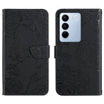 HT03 Cassa del telefono di cuoio di vibrazione impressa farfalla di sensibilità della pelle, For vivo V27, For Samsung Galaxy F14 5G Global, For Xiaomi 13 Ultra